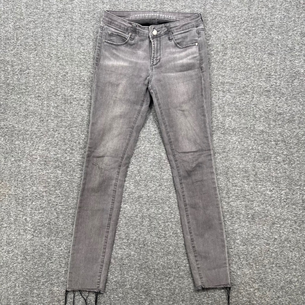 Articles of Society Womens 26 Grey Skinny Jeans Frayed Raw Hem Distressed Denim
